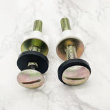 Darrahopens Home & Garden > Bathroom Accessories > Toilet & Bidet Accessories 2-Piece Universal Toilet Seat Bolt and Screw Set - Heavy Duty Toilet Seat Hinge - With White Plastic Nut - Metal and Rubber Washers - Replacement parts for top-mounted toilet seat hinge