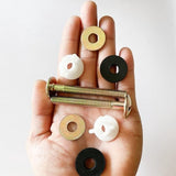 Darrahopens Home & Garden > Bathroom Accessories > Toilet & Bidet Accessories 2-Piece Universal Toilet Seat Bolt and Screw Set - Heavy Duty Toilet Seat Hinge - With White Plastic Nut - Metal and Rubber Washers - Replacement parts for top-mounted toilet seat hinge