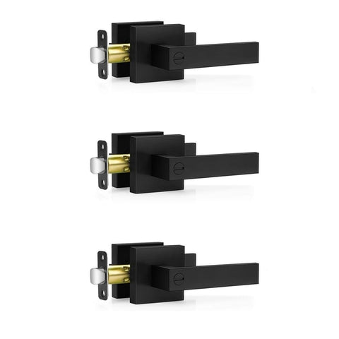 Darrahopens Home & Garden > Bathroom Accessories > Toilet & Bidet Accessories 3 Pack Matte Black Door Handles, Keyless Interior Door Knobs, Privacy Door Lever Locksets for Bedroom Bathroom In Australia - Darrahopens