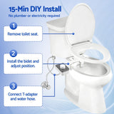 Darrahopens Home & Garden > Bathroom Accessories > Toilet & Bidet Accessories Cefito Non-Electric Ultra-Slim Bidet Attachment Detachable Bidet with Dual Nozzle Frontal & Rear Wash Adjustable Water Pressure Cold Water Toilet Bide