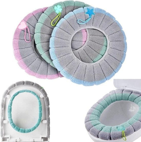 Darrahopens Home & Garden > Bathroom Accessories > Toilet & Bidet Accessories Toilet Seat Covers - 3-Pack - Soft Toilet Seat Covers - Soft and Comfortable Winter Toilet Seat Covers - With Hanging Ring - Reusable Toilet Seat Covers - Universal Toilet Seat Covers - Easy to Install - Pink - Green - Blue