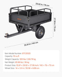 Darrahopens Home & Garden > Bathroom Accessories > Toilet & Bidet Accessories VEVOR Garden Utility Trailer, 10 Cu. Ft & 227 kg Capacity, ATV UTV Hauling Trailer, Tow Behind Steel Dump Cart with 14" Tires, Hand Pull or Foot Pedal, Heavy Duty Yard Trailers for Lawn Mower Tractor