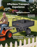 Darrahopens Home & Garden > Bathroom Accessories > Toilet & Bidet Accessories VEVOR Garden Utility Trailer, 10 Cu. Ft & 227 kg Capacity, ATV UTV Hauling Trailer, Tow Behind Steel Dump Cart with 14" Tires, Hand Pull or Foot Pedal, Heavy Duty Yard Trailers for Lawn Mower Tractor