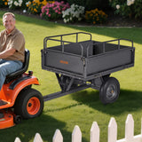 Darrahopens Home & Garden > Bathroom Accessories > Toilet & Bidet Accessories VEVOR Garden Utility Trailer, 10 Cu. Ft & 227 kg Capacity, ATV UTV Hauling Trailer, Tow Behind Steel Dump Cart with 14" Tires, Hand Pull or Foot Pedal, Heavy Duty Yard Trailers for Lawn Mower Tractor