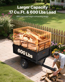 Darrahopens Home & Garden > Bathroom Accessories > Toilet & Bidet Accessories VEVOR Garden Utility Trailer, 17 Cu. Ft & 272 kg Capacity, ATV UTV Hauling Trailer, Tow Behind Steel Dump Cart with 16" Tires, Hand Pull or Foot Pedal, Heavy Duty Yard Trailers for Lawn Mower Tractor