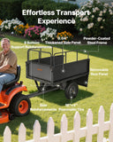 Darrahopens Home & Garden > Bathroom Accessories > Toilet & Bidet Accessories VEVOR Garden Utility Trailer, 17 Cu. Ft & 272 kg Capacity, ATV UTV Hauling Trailer, Tow Behind Steel Dump Cart with 16" Tires, Hand Pull or Foot Pedal, Heavy Duty Yard Trailers for Lawn Mower Tractor