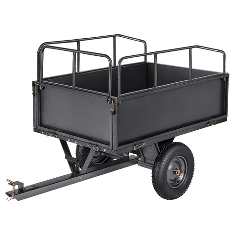 Darrahopens Home & Garden > Bathroom Accessories > Toilet & Bidet Accessories VEVOR Garden Utility Trailer, 17 Cu. Ft & 272 kg Capacity, ATV UTV Hauling Trailer, Tow Behind Steel Dump Cart with 16" Tires, Hand Pull or Foot Pedal, Heavy Duty Yard Trailers for Lawn Mower Tractor