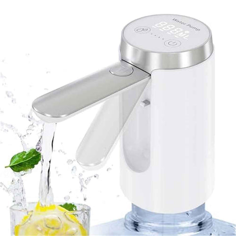 Darrahopens Home & Garden > Bathroom Accessories > Toilet & Bidet Accessories Water Dispenser for 5 Gallon Bottle, Rechargeable Water Pump - Foldable Water Spout for 5 Gallon Bottle, Long-Lasting,Smart LED Display, Portable Water Dispenser for Home & Outdoor (White)