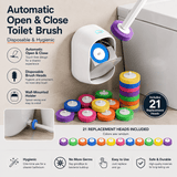 Darrahopens Home & Garden > Bathroom Accessories > Toilet Brushes & Holders Automatic Flip-Open Disposable Toilet Brush Set with 21 Cleaning Refill Heads, Wall Mounted Storage, One-Button Hygienic Release, 360° Rotating Deep Cleaning, 51cm Long Handle Bathroom Toilet Cleaner