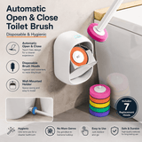 Darrahopens Home & Garden > Bathroom Accessories > Toilet Brushes & Holders Automatic Flip-Open Disposable Toilet Brush Set with 7 Cleaning Refill Heads, Wall Mounted Storage, One-Button Hygienic Release, 360° Rotating Deep Cleaning, 51cm Long Handle Bathroom Toilet Cleaner