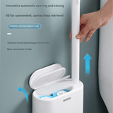 Darrahopens Home & Garden > Bathroom Accessories > Toilet Brushes & Holders Beige Disposable Toilet Brush with Wall Mount Holder set - No Touch Replacement System, 360 Degree Rotating Head with Built-in Cleaning Solution, Space Saving Bathroom Cleaner for Homes
