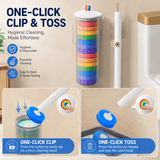 Darrahopens Home & Garden > Bathroom Accessories > Toilet Brushes & Holders Disposable Toilet Brush Set with 14 Preloaded Cleaning Refill Heads & Wall Mounted Storage Holder - 360° Rotating Brush Head, One-Button Release and Long Handle for Hygienic Bathroom Cleaning