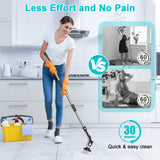 Darrahopens Home & Garden > Bathroom Accessories > Toilet Brushes & Holders Multi-Functional Electric Spin Scrubber with Voice Broadcast, 9 Heads, Adjustable Extension Handle & LED Display(Black and White)