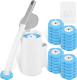 Darrahopens Home & Garden > Bathroom Accessories > Toilet Brushes & Holders Toilet Brush Set with 24 Replaceable Heads - 360° Cleaning & Pre-assembled Cleaning Solution - Includes Storage Station