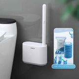 Darrahopens Home & Garden > Bathroom Accessories > Toilet Brushes & Holders White and Grey Disposable Toilet Brush with Wall Mount Holder set - No Touch Replacement System, 360 Degree Rotating Head with Built-in Cleaning Solution, Space Saving Bathroom Cleaner for Homes