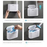 Darrahopens Home & Garden > Bathroom Accessories > Toilet Brushes & Holders White and Grey Disposable Toilet Brush with Wall Mount Holder set - No Touch Replacement System, 360 Degree Rotating Head with Built-in Cleaning Solution, Space Saving Bathroom Cleaner for Homes