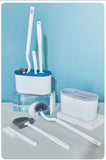Darrahopens Home & Garden > Bathroom Accessories > Toilet Brushes & Holders White Toilet Brush Set with Holder - 3-in-1 Wall Mounted Bathroom Cleaning Kit, TPR Soft Bristle & 360° Globe Brush, No-Drill Adhesive Base, Space Saving Design for Home, Apartment, Rental