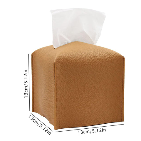 Darrahopens Home & Garden > Bathroom Accessories > Toilet Paper Holders 2 Pack Brown PU Leather Rectangular Tissue Box Covers Foldable Roll Paper Bag for Car Home and Bathroom Modern Storage Solution for Local Households