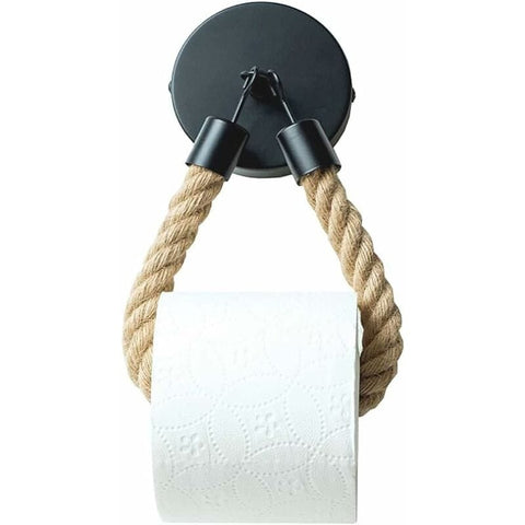 Darrahopens Home & Garden > Bathroom Accessories > Toilet Paper Holders Toilet Paper Holder, Hemp ROpe Towel Holder For Bathroom And Kitchen Bathroom Paper Holder Toilet ROll Holder (Black)