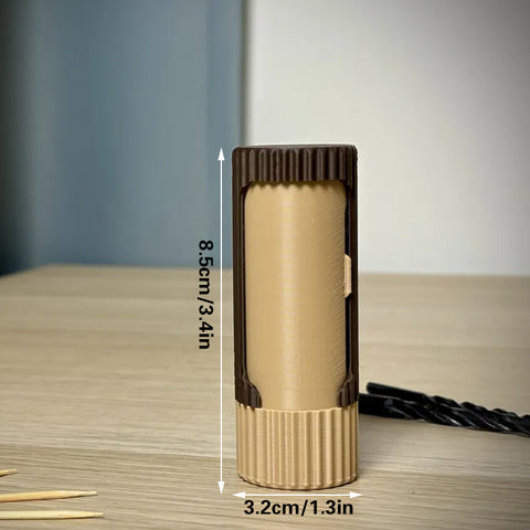 Darrahopens Home & Garden > Bathroom Accessories > Toothbrush Holders 3D-printed compact rotating organizer capsule, 1.3 inches long x 3.4 inches high.