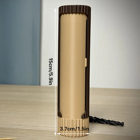 Darrahopens Home & Garden > Bathroom Accessories > Toothbrush Holders 3D-printed compact rotating organizer capsule, 1.3 inches long x 5.9 inches high.