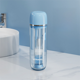 Darrahopens Home & Garden > Bathroom Accessories > Toothbrush Holders Blue Portable 2-in-1 Travel Toothbrush/Toothpaste Organizer & Mouthwash Cup - Lightweight and Durable Crystal Clear PC Material