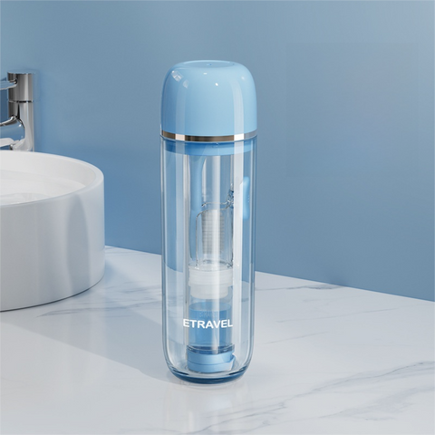 Darrahopens Home & Garden > Bathroom Accessories > Toothbrush Holders Blue Portable 2-in-1 Travel Toothbrush/Toothpaste Organizer & Mouthwash Cup - Lightweight and Durable Crystal Clear PC Material
