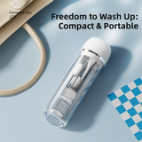 Darrahopens Home & Garden > Bathroom Accessories > Toothbrush Holders Blue Portable 2-in-1 Travel Toothbrush/Toothpaste Organizer & Mouthwash Cup - Lightweight and Durable Crystal Clear PC Material