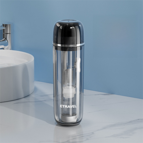 Darrahopens Home & Garden > Bathroom Accessories > Toothbrush Holders Grey Portable 2-in-1 Travel Toothbrush/Toothpaste Organizer & Mouthwash Cup - Lightweight and Durable Crystal Clear PC Material