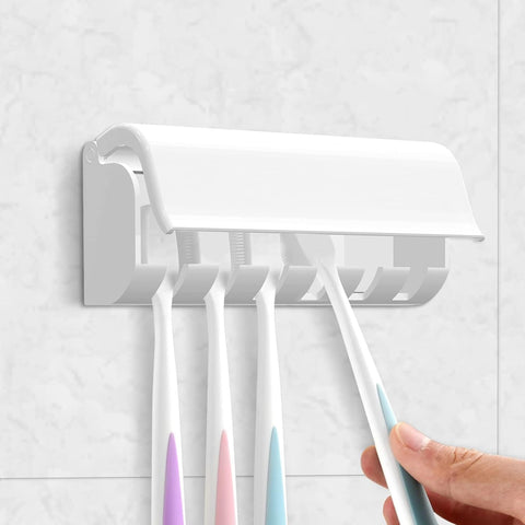 Darrahopens Home & Garden > Bathroom Accessories > Toothbrush Holders Self-Adhesive Wall-Mounted Toothbrush Holder with 6 Compartments