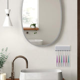 Darrahopens Home & Garden > Bathroom Accessories > Toothbrush Holders Self-Adhesive Wall-Mounted Toothbrush Holder with 6 Compartments