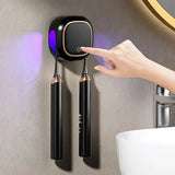 Darrahopens Home & Garden > Bathroom Accessories > Toothbrush Holders Smart UV Toothbrush Sterilizer Holder: No-Drilling Dual-Slot Storage, One-Button Sterilization Saves Space/black In Australia - Darrahopens