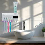 Darrahopens Home & Garden > Bathroom Accessories > Toothbrush Holders Toothbrush Holder for Bathroom 5 Toothbrush Slots Toothbrush Holder Wall Mounted with Toothpaste Dispenser Chargeable Tooth Brushing Holder (White induction model)