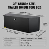 Darrahopens Home & Garden > Bathroom Accessories > Toothbrush Holders VEVOR Trailer Tongue Box, Carbon Steel Tongue Box Tool Chest, Heavy Duty Trailer Box Storage with Lock and Keys, Utility Trailer Tongue Tool Box for Pickup Truck Bed, RV Trailer, 91.44cmx30.48 cmx30.4
