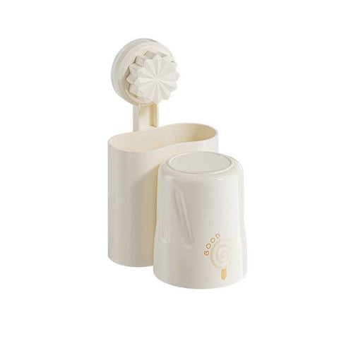 Darrahopens Home & Garden > Bathroom Accessories > Toothbrush Holders Wall-Mounted Toothbrush and Toothpaste Holder - Self-Draining Design, Easy Installation, Space-Saving, milky white (Single - One Normal Cup)
