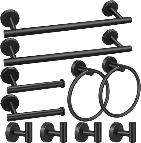 Darrahopens Home & Garden > Bathroom Accessories > Towel Racks & Holders 10pcs Bathroom Hardware Set, Including 16" Hand Towel Bars, Toilet Paper Holders, Towel Rings, Robe Towel Hooks