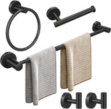 Darrahopens Home & Garden > Bathroom Accessories > Towel Racks & Holders 10pcs Matte Black Bathroom Hardware Set, Including 2pcs 24in Retractable Hand Single Towel Bar with 2pcs Toilet Paper Holders, 2pcs Towel Rings 4pcs Multifunctional Robe Hooks