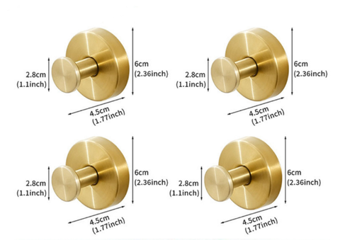 Darrahopens Home & Garden > Bathroom Accessories > Towel Racks & Holders 4-Pack Gold Stainless Steel Suction Cup Hooks - Heavy Duty Vacuum No-Drill Wall Hangers for Bathroom, Shower & Kitchen (Luxury Brushed Finish)