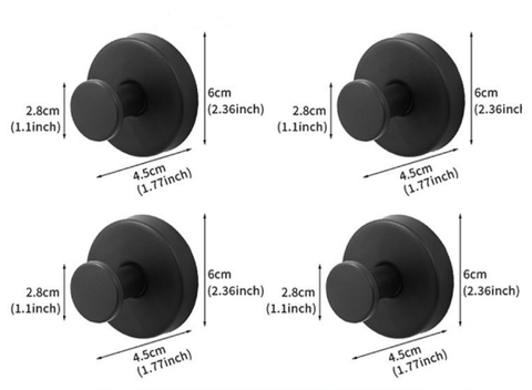 Darrahopens Home & Garden > Bathroom Accessories > Towel Racks & Holders 4-Pack Heavy Duty Vacuum Suction Cup Hooks Matte Black - Stainless Steel No-Drill Wall Hangers for Bathroom, Shower & Kitchen (Waterproof)