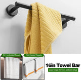 Darrahopens Home & Garden > Bathroom Accessories > Towel Racks & Holders 5pcs Matte Black Bathroom Hardware Set, Including 1pcs 24in Retractable Hand Single Towel Bar with 1pcs Toilet Paper Holders, 1pcs Towel Rings 2pcs Multifunctional Robe Hooks
