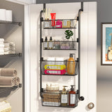Darrahopens Home & Garden > Bathroom Accessories > Towel Racks & Holders CARLA HOME 4-Tier Over the Door Organizer Heavy-Duty Metal Pantry Rack with Hanging Baskets for Home Kitchen Storage & Bathroom Door Organization