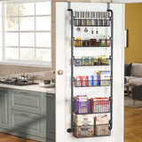 Darrahopens Home & Garden > Bathroom Accessories > Towel Racks & Holders CARLA HOME 6-Tier Over the Door Organizer Heavy-Duty Metal Pantry Rack with Hanging Baskets for Home Kitchen Storage & Bathroom Door Organization (Black)
