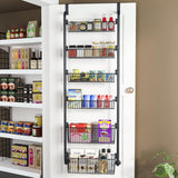 Darrahopens Home & Garden > Bathroom Accessories > Towel Racks & Holders CARLA HOME 6-Tier Over the Door Organizer Heavy-Duty Metal Pantry Rack with Hanging Baskets for Home Kitchen Storage & Bathroom Door Organization (Black)