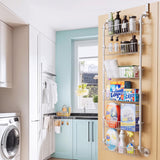 Darrahopens Home & Garden > Bathroom Accessories > Towel Racks & Holders CARLA HOME 6-Tier Over the Door Organizer Heavy-Duty Metal Pantry Rack with Hanging Baskets for Home Kitchen Storage & Bathroom Door Organization (White)