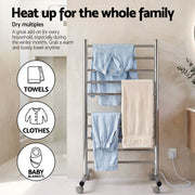 Darrahopens Home & Garden > Bathroom Accessories > Towel Racks & Holders Devanti 10-Bar Freestanding Heated Towel Rail 3-5 Mins Fast Heating Electric Towel Warmer for Bathroom Winter Drying Stainless Steel Plug In 100W