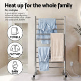Darrahopens Home & Garden > Bathroom Accessories > Towel Racks & Holders Devanti 10-Bar Freestanding Heated Towel Rail 3-5 Mins Fast Heating Electric Towel Warmer for Bathroom Winter Drying Stainless Steel Plug In 100W