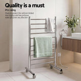 Darrahopens Home & Garden > Bathroom Accessories > Towel Racks & Holders Devanti 10-Bar Freestanding Heated Towel Rail 3-5 Mins Fast Heating Electric Towel Warmer for Bathroom Winter Drying Stainless Steel Plug In 100W