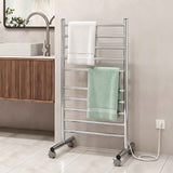 Devanti 10-Bar Freestanding Heated Towel Rail 3-5 Mins Fast Heating Electric Towel Warmer for Bathroom Winter Drying Stainless Steel Plug In 100W