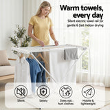Darrahopens Home & Garden > Bathroom Accessories > Towel Racks & Holders Devanti Heated Towel Rail Electric Clothes Airer Foldable Drying Rack 8 Bars