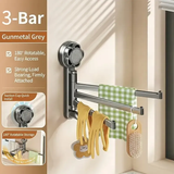 Darrahopens Home & Garden > Bathroom Accessories > Towel Racks & Holders No-drill ABS Suction Cup Towel Rack, 180° Rotating Layered Storage, Dual Use for Kitchen and Bathroom, Sturdy Load Bearing and Easy to Clean./Gun gray four-shot In Australia - Darrahopens